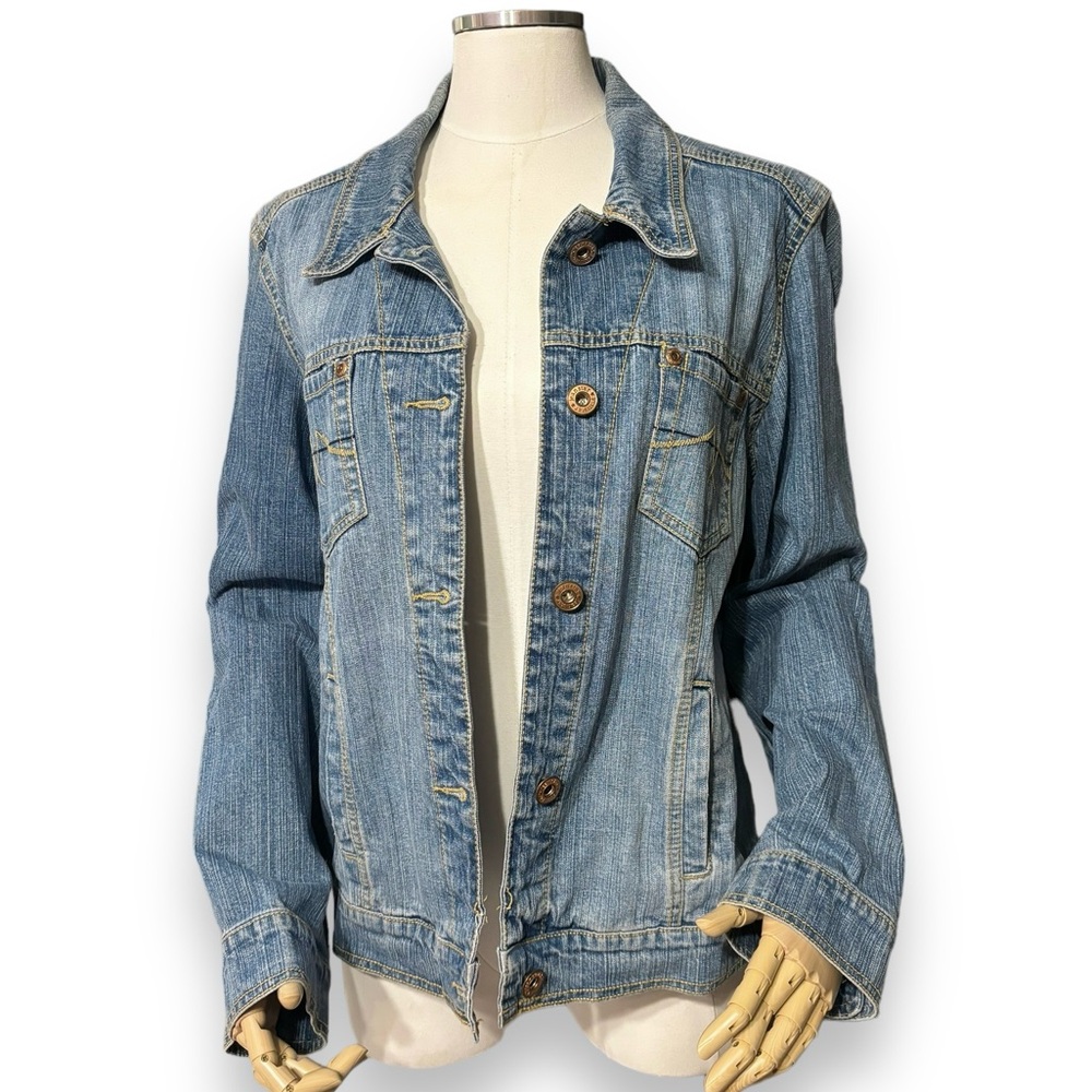 JEANSTAR Light Wash Button Front Denim Jacket VINTAGE